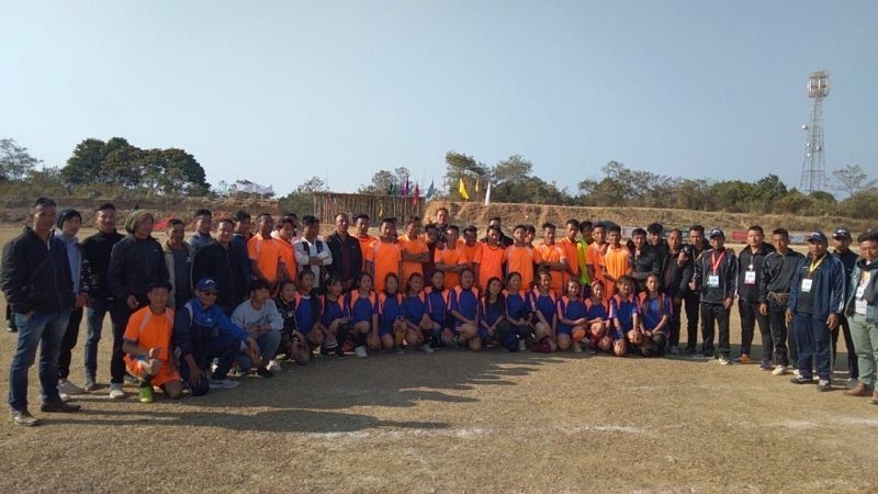 Khütsa village Women’s football champion team with SASA officials on February 13. The village emerged as champions of both Women and Men’s Football of the 38th SASA meet.